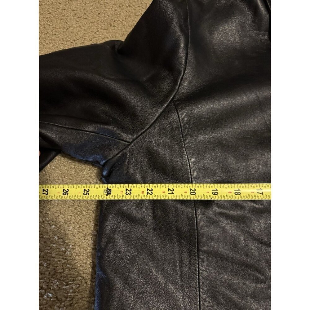 LANDS END Womens Lambskin Leather Jacket Sz XL Zip Up Biker Grunge Dark Academia - Picture 14 of 14